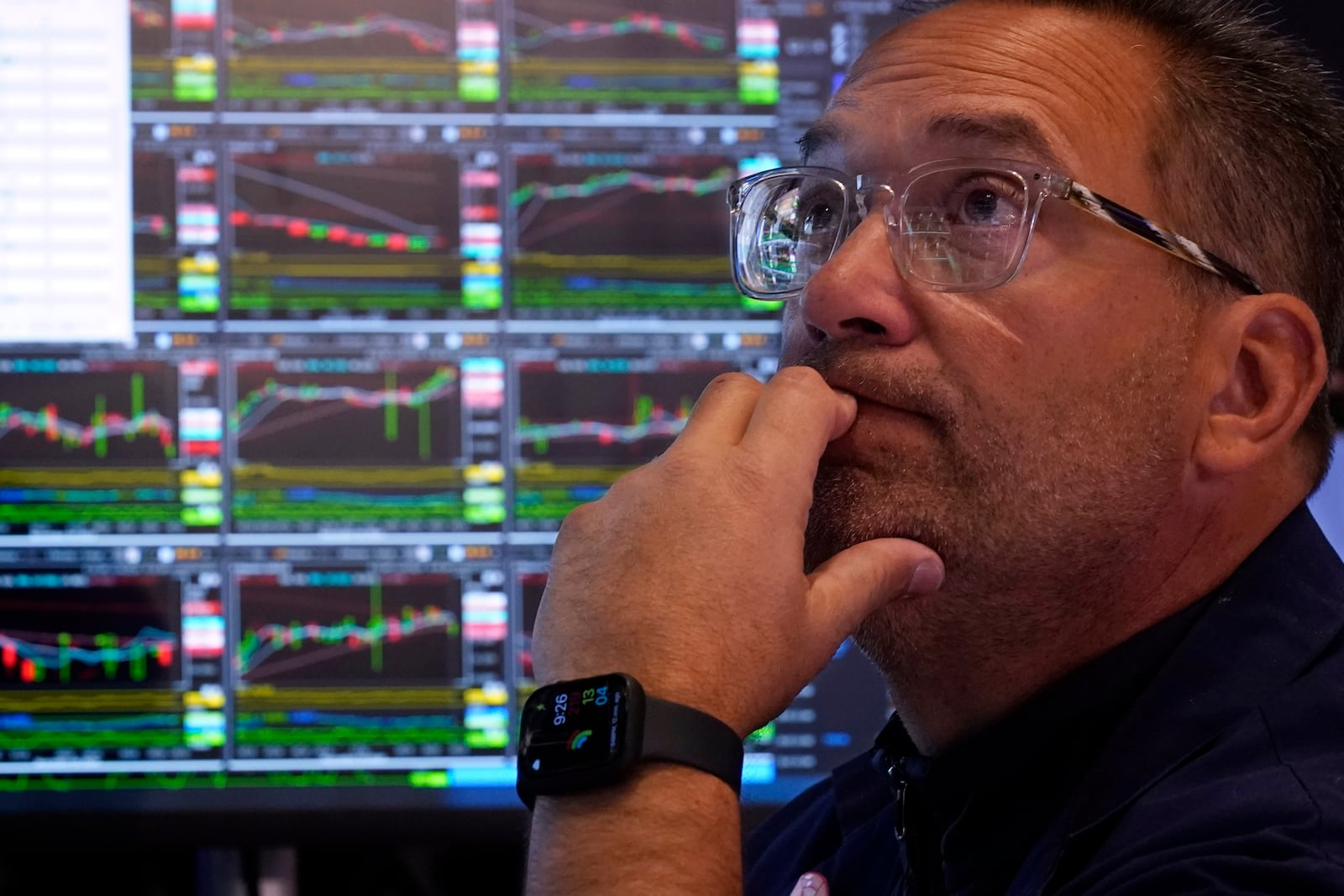 Specialist Anthony Matesic works at his post on the floor of the New York Stock Exchange, Monday, Nov. 4, 2024. (AP Photo/Richard Drew)