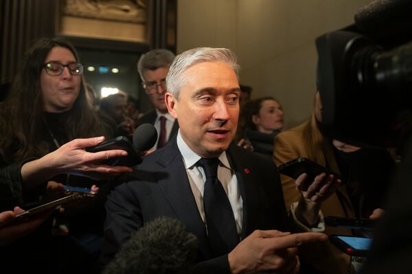 Canada's Minister of Innovation, Science and Industry Francois-Philippe Champagne arrives for a national caucus meeting, in Ottawa, Ontario, Monday, Dec. 16, 2024. (Spencer Colby/The Canadian Press via AP)