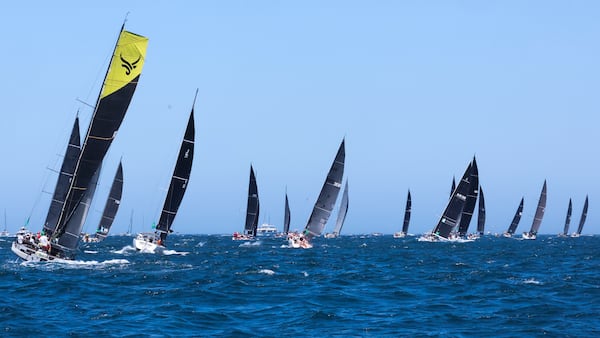 Competitors sail out of the heads following the start of the Sydney to Hobart yacht race in Sydney, Thursday, Dec. 26, 2024. (Mark Evans/AAP Image via AP).