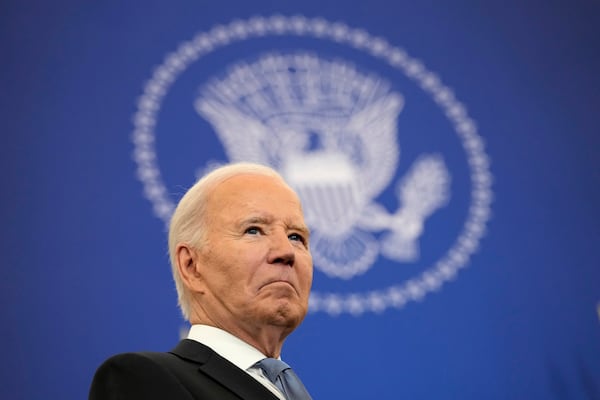 FILE - President Joe Biden waits to speak about foreign policy at the State Department in Washington, Monday, Jan. 13, 2025. (AP Photo/Susan Walsh, File)