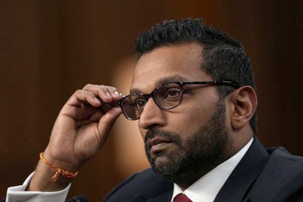 Kash Patel, President Donald Trump's choice to be director of the FBI, appears before the Senate Judiciary Committee for his confirmation hearing, at the Capitol in Washington, Thursday, Jan. 30, 2025. (AP Photo/Ben Curtis)