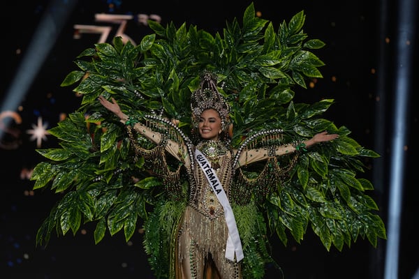 Miss Guatemala Ana Gabriela Villanueva competes in the national costume competition at the Miss Universe Beauty Pageant in Mexico City, Thursday, Nov. 14, 2024. (AP Photo/Fernando Llano)