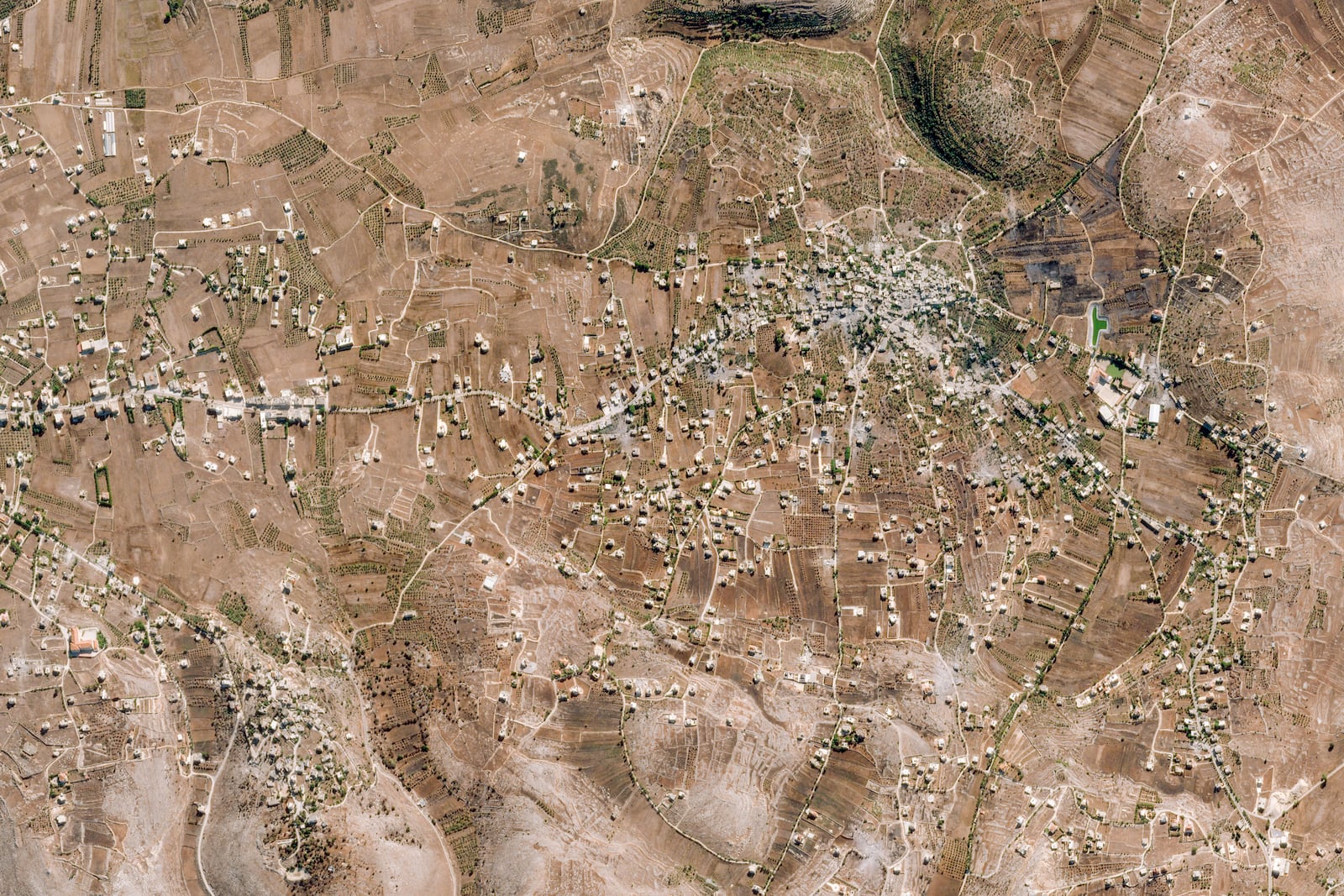 This Sept. 26, 2024, satellite image from Planet Labs PBC shows the village of Blida in southern Lebanon. (Planet Labs PBC via AP)