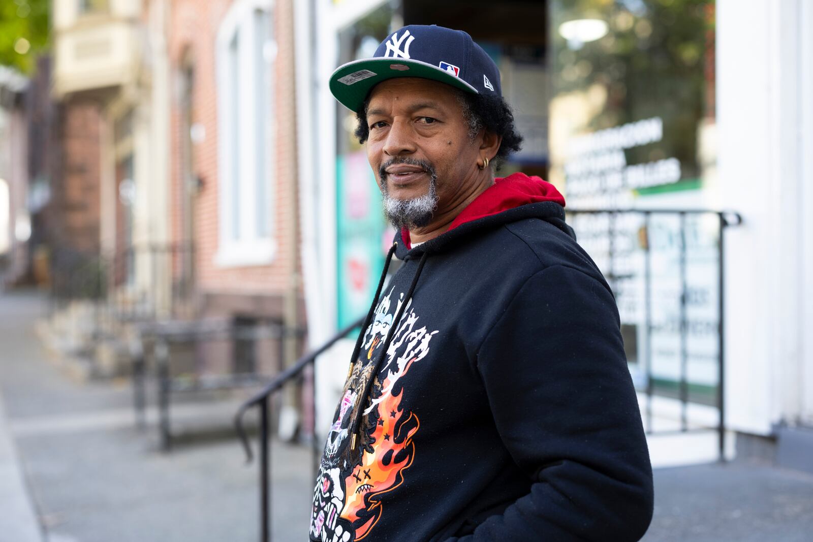 Dominican American voter Franklin Encarnacion, 58, who plans to vote for Democratic nominee Vice President Kamala Harris in the 2024 presidential election, poses in Allentown, Pa., Tuesday, Oct. 15, 2024. (AP Photo/Ryan Collerd)