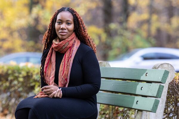 Olivia Gordon is photographed at a park in Yonkers, N.Y., Saturday, Nov. 23, 2024. (AP Photo/Stefan Jeremiah)