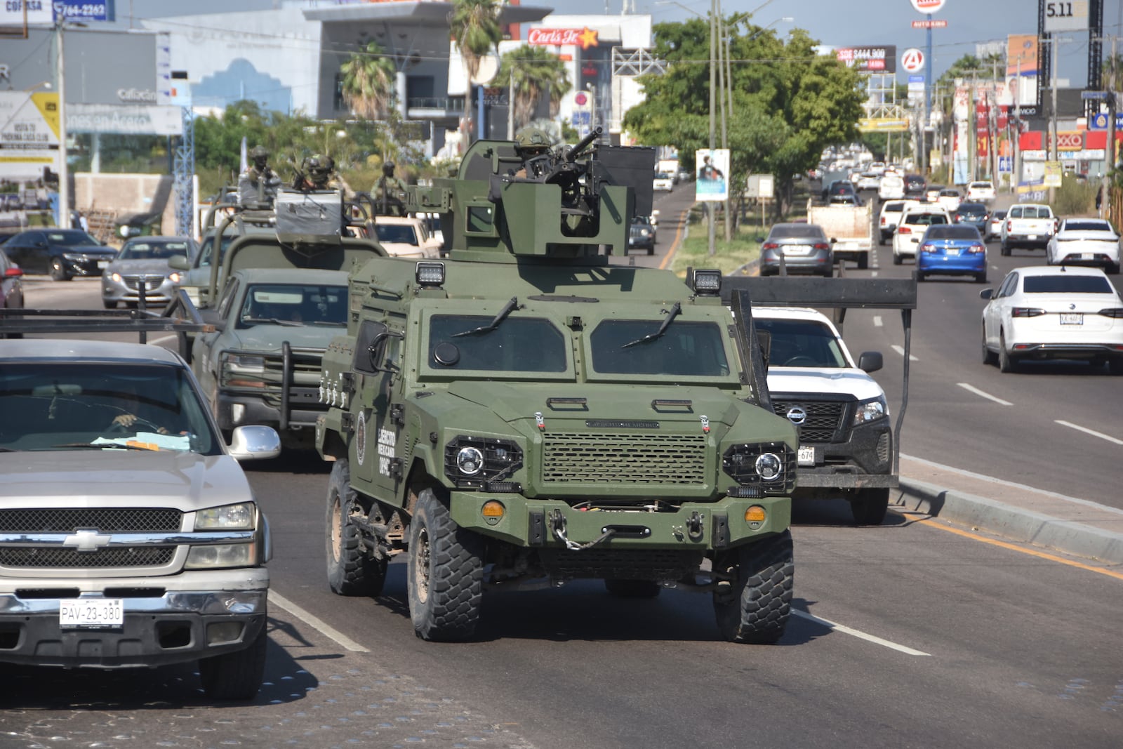 National Guards patrol the streets in Culiacan, Sinaloa state, Mexico, Monday, Oct. 14, 2024. (AP Photo)