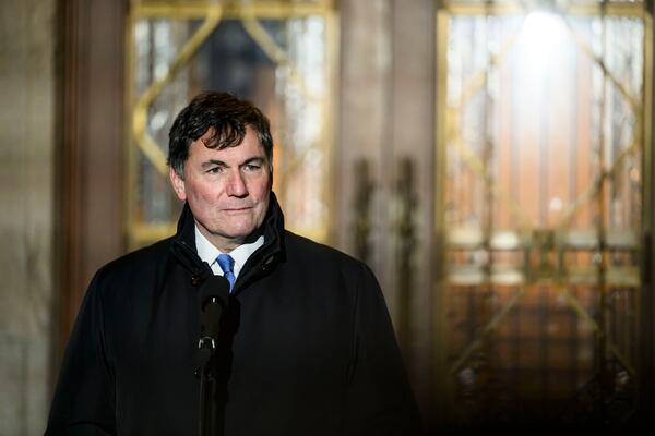 FILE - Dominic LeBlanc, Minister of Finance, Public Safety and Intergovernmental Affairs, participates in a news conference after a swearing in ceremony at Rideau Hall in Ottawa, Ontario, Dec. 16, 2024. (Justin Tang/The Canadian Press via AP, File)