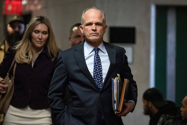 Steve Bannon's attorney John Carman arrives at court in New York, Tuesday, Nov. 12, 2024. (AP Photo/Yuki Iwamura)