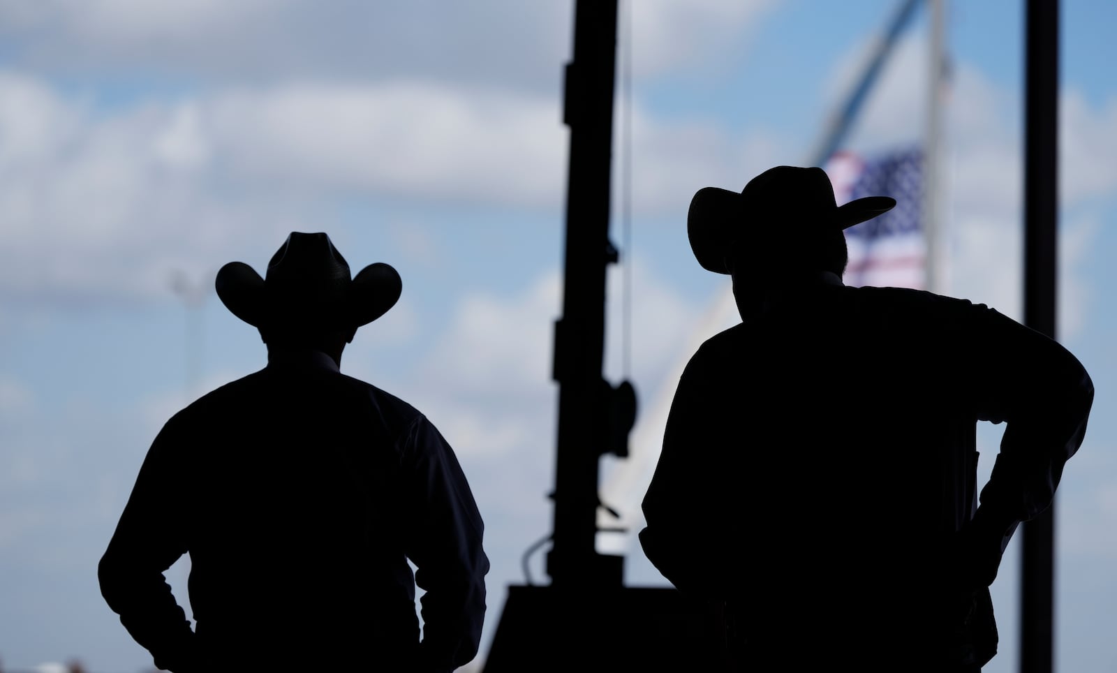 Sheriff deputies keep watch during a campaign rally for Sen. Ted Cruz Tuesday, Oct. 29, 2024, in Jourdanton, Texas. (AP Photo/Eric Gay)