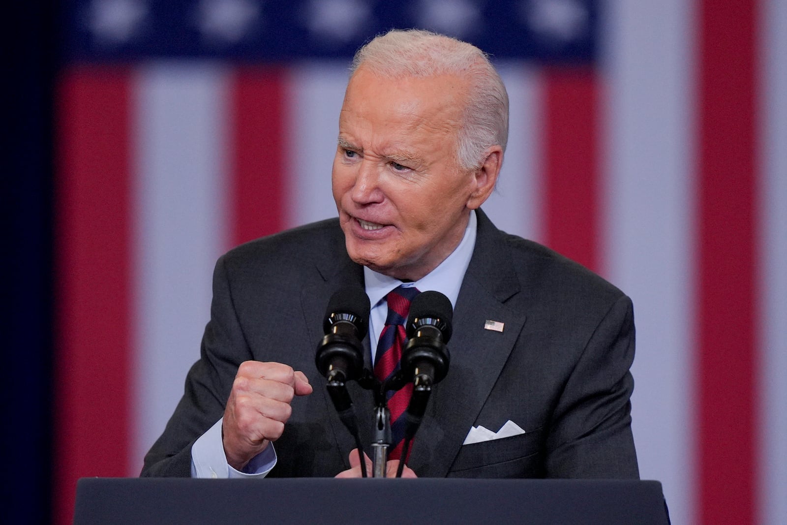 President Joe Biden delivers remarks on lowering the cost of prescription drugs, at NHTI Concord Community College, Tuesday, Oct. 22, 2024, in Concord, N.H.. (AP Photo/Steven Senne)