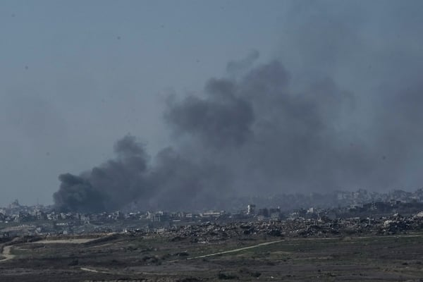 Smoke rises following an explosion in the Gaza Strip, as seen from southern Israel, Thursday, Jan. 9, 2025. (AP Photo/Mahmoud Illean)