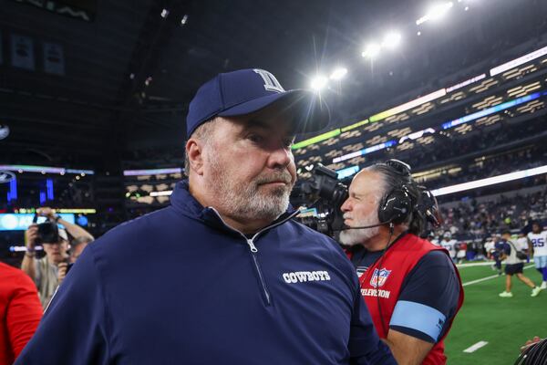 Dallas Cowboys head coach Mike McCarthy walks on the field following an NFL football game against the Houston Texans, Monday, Nov. 18, 2024, in Arlington, Texas. The Texans won 34-10. (AP Photo/Gareth Patterson)