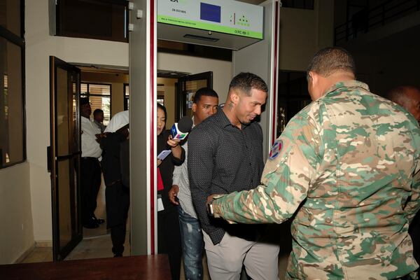 Tampa Bay Rays shortstop Wander Franco arrives to court for his trial on charges of sexually abusing a minor, sexual and commercial exploitation against a minor and human trafficking in Puerto Plata, Dominican Republic, Thursday, Dec. 12, 2024. (AP Photo/Ricardo Hernandez)