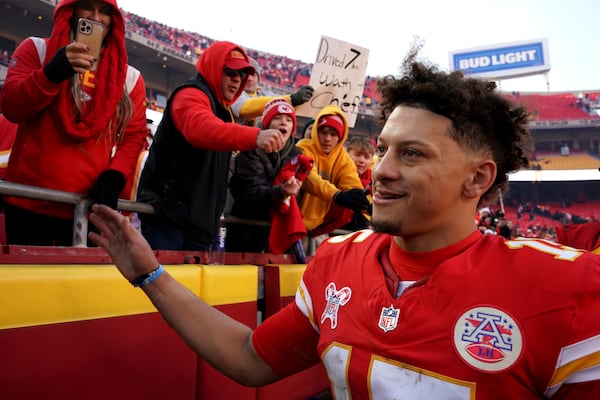 Kansas City Chiefs quarterback Patrick Mahomes heads off the field following an NFL football game against the Houston Texans Saturday, Dec. 21, 2024, in Kansas City, Mo. The Chiefs won 27-19. (AP Photo/Ed Zurga)