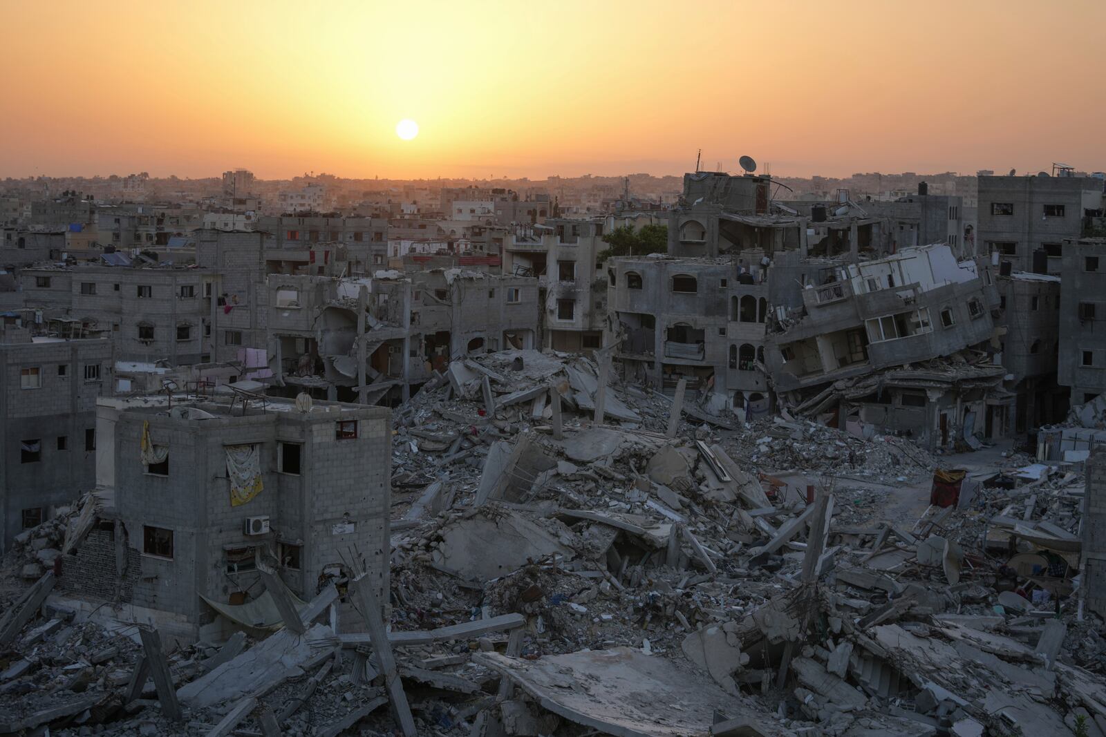 FILE - Destruction left by the Israeli air and ground offensive is seen in Khan Younis, Gaza Strip, on Sept. 13, 2024. (AP Photo/Abdel Kareem Hana, File)