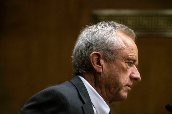 Robert F. Kennedy, Jr., President Trump's nominee to serve as Secretary of Health and Human Services, testifies during a Senate Committee on Health, Education, Labor and Pensions hearing for his pending confirmation on Capitol Hill, Thursday, Jan. 30, 2025, in Washington. (AP Photo/Rod Lamkey, Jr.)