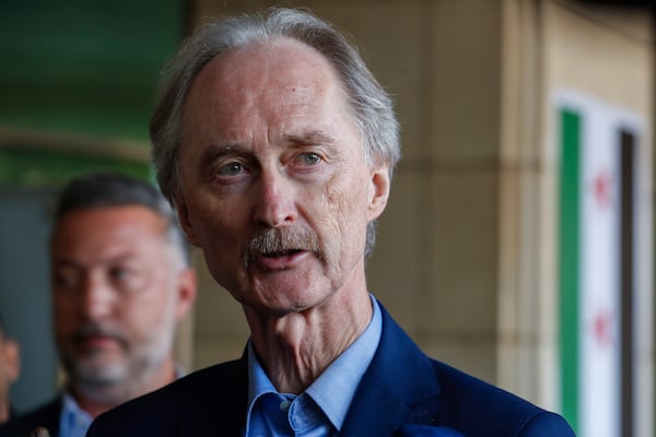 Geir Pedersen, the United Nations' special envoy to Syria, speaks to journalists in Damascus, Syria, Wednesday, Dec. 18, 2024. (AP Photo/Omar Sanadiki)