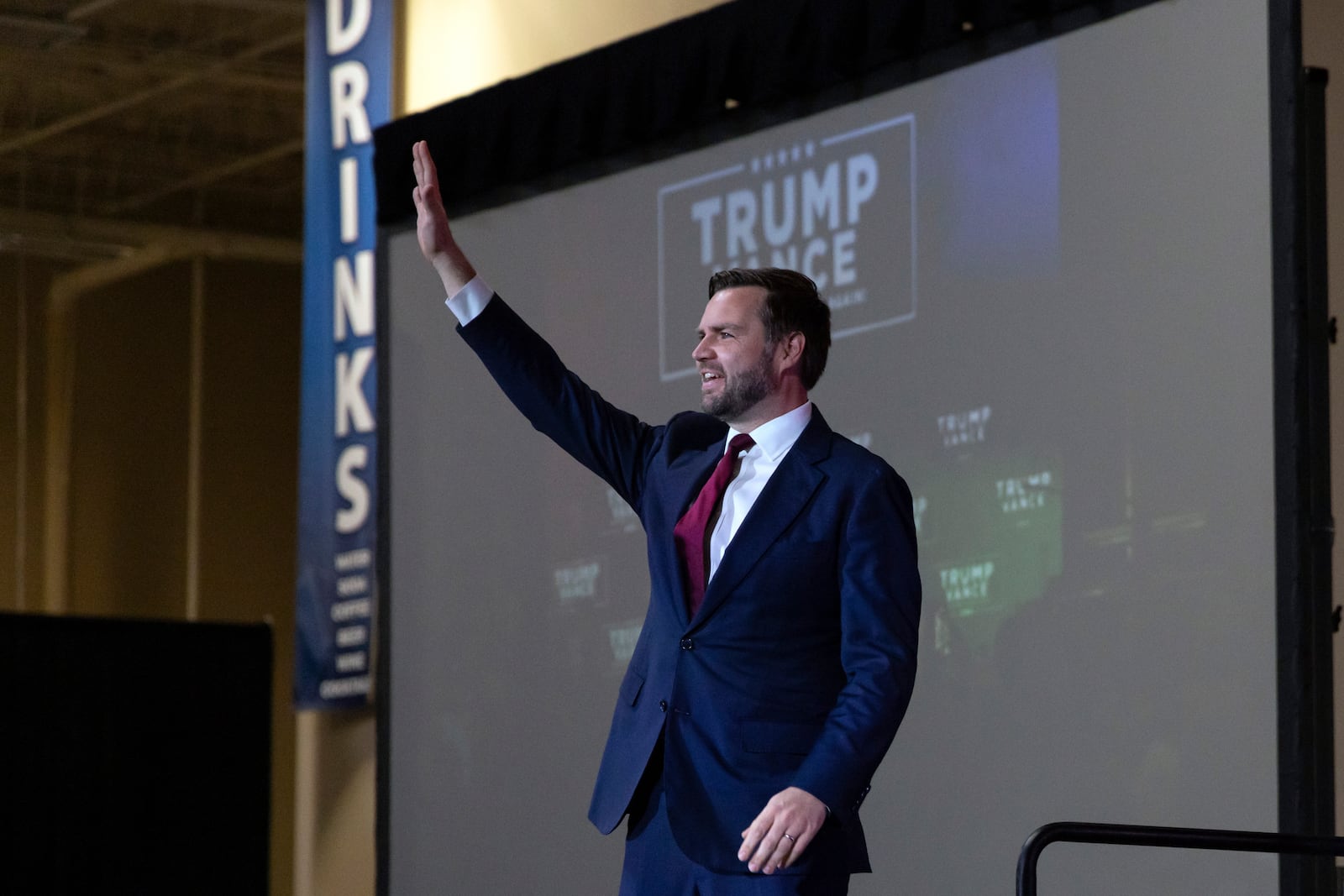 FILE - Republican vice presidential nominee Sen. JD Vance, R-Ohio, greets the audience at a campaign town hall at the Monroeville Convention Center in Monroeville, Pa., Sept. 28, 2024. (AP Photo/Rebecca Droke, file)