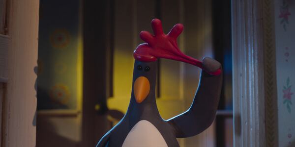 This image released by Netflix shows the character Feathers McGraw in a scene from the film "Wallace & Gromit: Vengeance Most Fowl." (Netflix via AP)