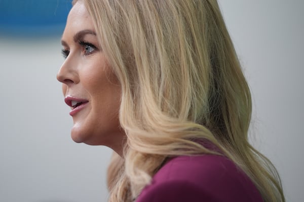 White House press secretary Karoline Leavitt speaks during a briefing at the White House, Tuesday, Jan. 28, 2025, in Washington. (AP Photo/Evan Vucci)