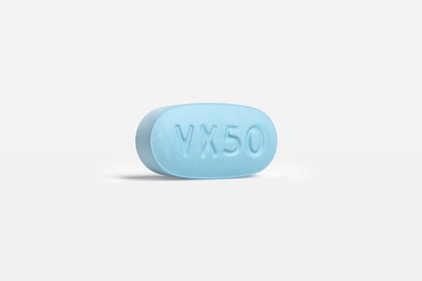 This photo provided by Vertex Pharmaceuticals in January 2025 shows a tablet of the JOURNAVX (suzetrigine) medication. (Vertex Pharmaceuticals via AP)