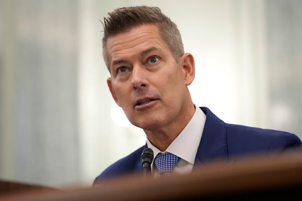 FILE - Former Wisconsin Rep. Sean Duffy, R-Wis., testifies before the Senate Commerce, Science, and Transportation Committee on Capitol Hill in Washington, Jan. 15, 2025, for his nomination to be Transportation Secretary. (AP Photo/Susan Walsh, File)