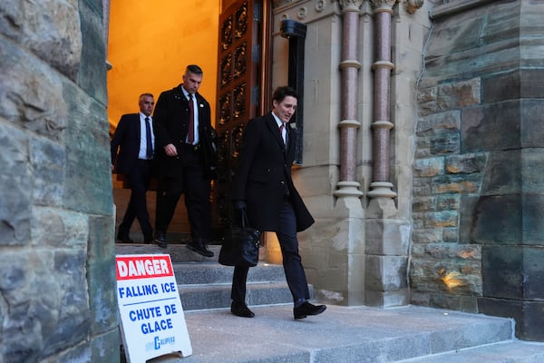 Canada's Prime Minister Justin Trudeau leaves after a cabinet meeting on Parliament Hill in Ottawa, on Friday, Dec. 20, 2024. (Sean Kilpatrick/The Canadian Press via AP)