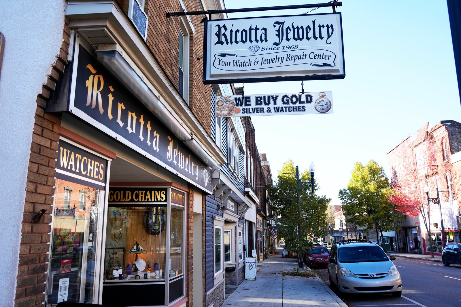 Downtown Philipsburg, Pa., is pictured, Thursday, Oct. 17, 2024. (AP Photo/Gene J. Puskar)