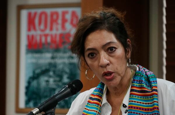 FILE - Elizabeth Salmon, U.N. special rapporteur for North Korea's human rights, speaks during a press conference in Seoul, South Korea, Sept. 12, 2023. (AP Photo/Ahn Young-joon, File)