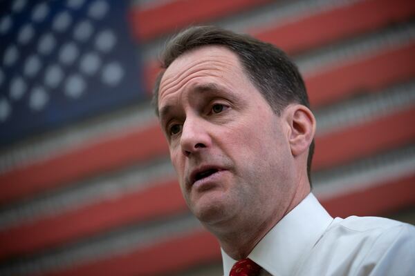 FILE - Rep. Jim Himes, D-Conn., speaks with The Associated Press about his new role on the House Intelligence Committee, in his office on Capitol Hill in Washington, Feb. 1, 2023. (AP Photo/J. Scott Applewhite, File)