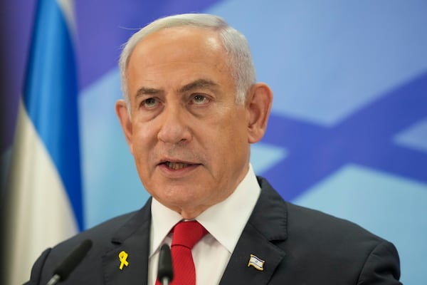 FILE - Israeli Prime Minister Benjamin Netanyahu speaks during a press conference in Jerusalem, Dec. 9, 2024. (AP Photo/Maya Alleruzzo, Pool, File)