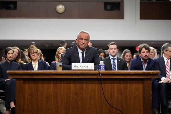 Robert F. Kennedy Jr., President Donald Trump's choice to be Secretary of Health and Human Services, appears before the Senate Finance Committee for his confirmation hearing, at the Capitol in Washington, Wednesday, Jan. 29, 2025. (AP Photo/Ben Curtis)