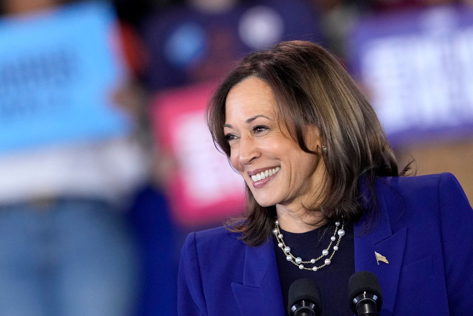 Democratic presidential nominee Vice President Kamala Harris speaks during a campaign event at Talking Stick Resort Amphitheatre, Thursday, Oct. 31, 2024, in Phoenix. (AP Photo/Matt York)