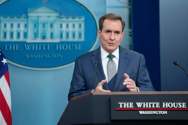 White House National Security spokesman John Kirby speaks during the daily briefing at the White House in Washington, Thursday, Dec. 12, 2024. (AP Photo/Susan Walsh)