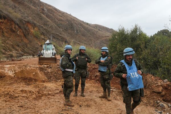 FILE - UNIFIL peacekeepers secure the area in Khardali, southern Lebanon, following a ceasefire between Israel and Hezbollah on Wednesday, Nov. 27, 2024. (AP Photo/Mohammed Zaatari, File)