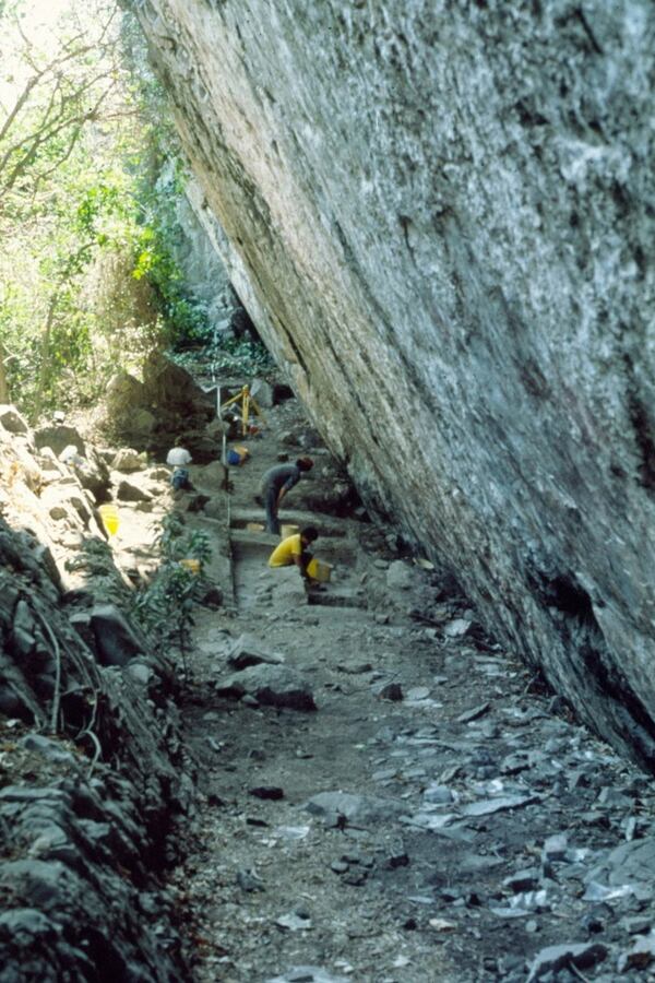 This photo provided by researchers shows the Santa Elina excavation site in the Mato Grosso state of Brazil. (Águeda Vilhena Vialou, Denis Vialou via AP)