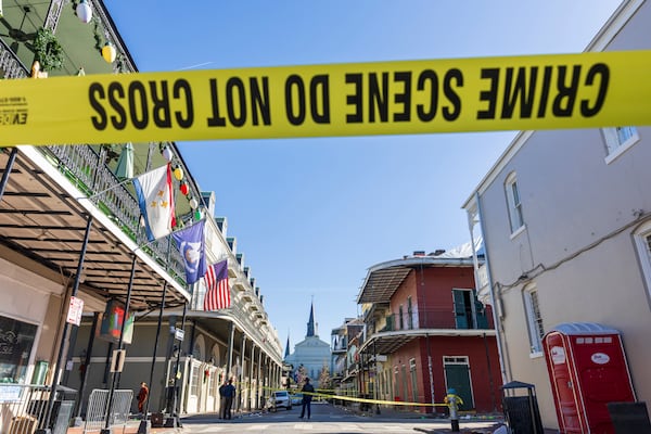 FILE - New Orleans police and federal agents investigate a deadly New Year's Day truck attack on Bourbon Street in New Orleans on Wednesday, Jan. 1, 2025. (Chris Granger/The New Orleans Advocate via AP, File)