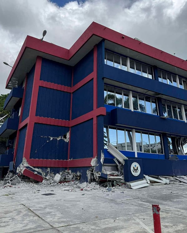 A building is seen damaged in Port Vila, Vanuatu, following a powerful earthquake Tuesday, Dec. 17, 2024. (Tim Cutler via AP)