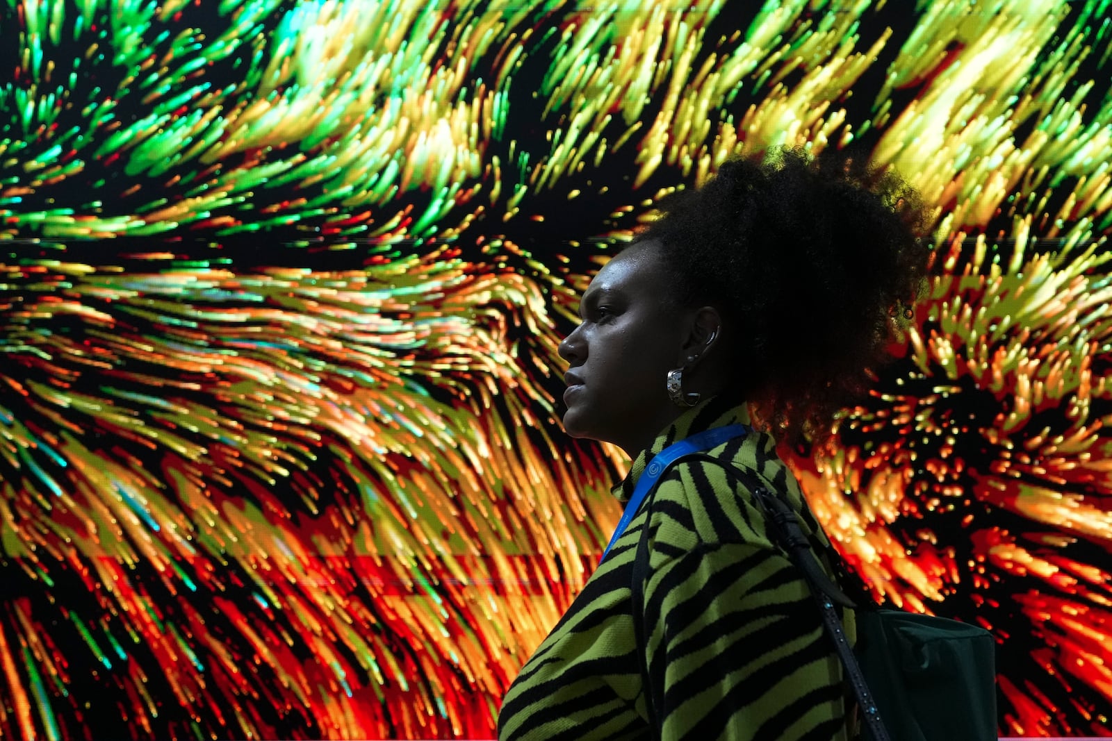 A person walks through the Turkey Pavilion during the COP29 U.N. Climate Summit, Friday, Nov. 15, 2024, in Baku, Azerbaijan. (AP Photo/Sergei Grits)