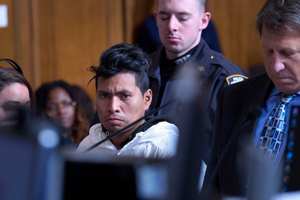 Sebastian Zapeta, accused of setting a woman on fire inside a New York City subway train, appears in court, Tuesday, Dec. 24, 2024, in New York. (AP Photo/Curtis Means via Pool)