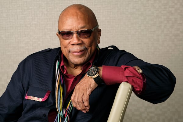 FILE - Music producer Quincy Jones poses for a portrait to promote his documentary "Quincy" during the Toronto Film Festival on Sept. 7, 2018, in Toronto. (Photo by Chris Pizzello/Invision/AP, File)