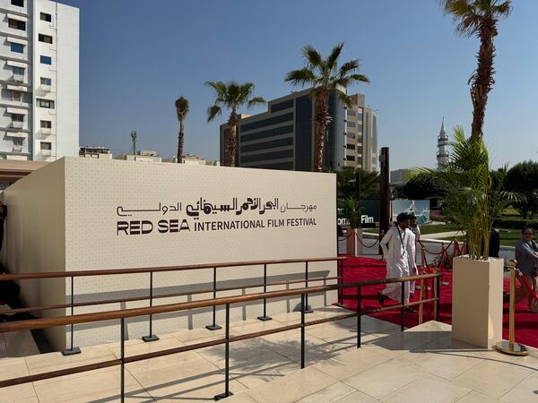 The Red Sea International Film Festival venue, located in Jeddah, Saudi Arabia, Dec. 7, 2024. The festival continues to showcase films from around the world, emphasizing Saudi talent and regional storytelling. (AP Photo/Baraa Anwer) •