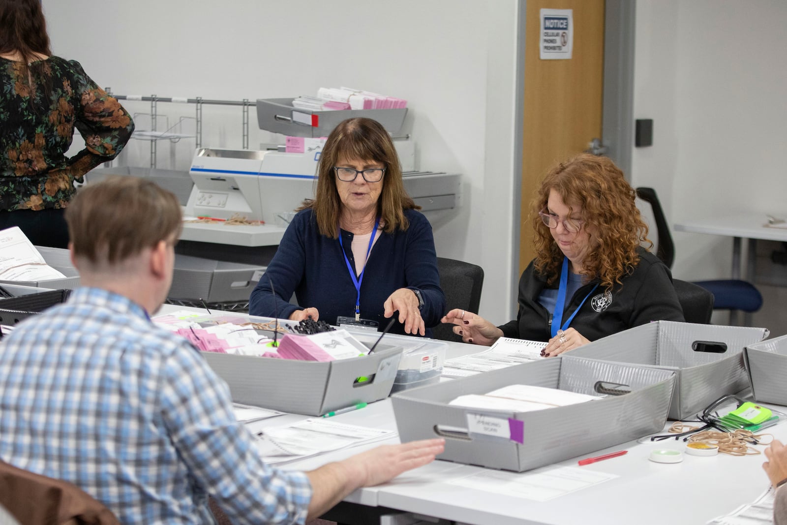 Washoe County election workers sort ballots at the Registrar of Voters Office in Reno, Nev., Tuesday, Oct. 29, 2024. (AP Photo/Tom R. Smedes)