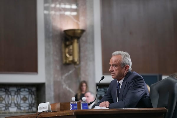 Robert F. Kennedy Jr., President Donald Trump's choice to be Secretary of Health and Human Services, appears before the Senate Finance Committee for his confirmation hearing at the Capitol in Washington, Wednesday, Jan. 29, 2025. (AP Photo/J. Scott Applewhite)