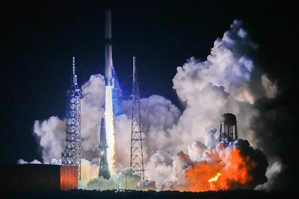 Blue Origin's New Glenn rocket lifts off from Launch Complex 36 at the Cape Canaveral Space Force Station, Thursday, Jan. 16, 2025, in Cape Canaveral, Fla. (AP Photo/John Raoux)