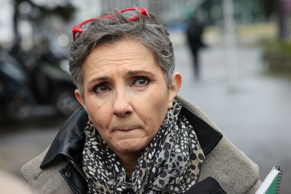 Dominique Pelicot 's lawyer Beatrice Zavarro answers reporters outside the Nanterre courthouse where the convicted rapist who horrified France by drugging his then wife, Gisele Pélicot, so other men could rape her, is now caught up in other cases, Thursday, Jan. 30, 2025 in Nanterre, outside Paris. (AP Photo/Thomas Padilla)