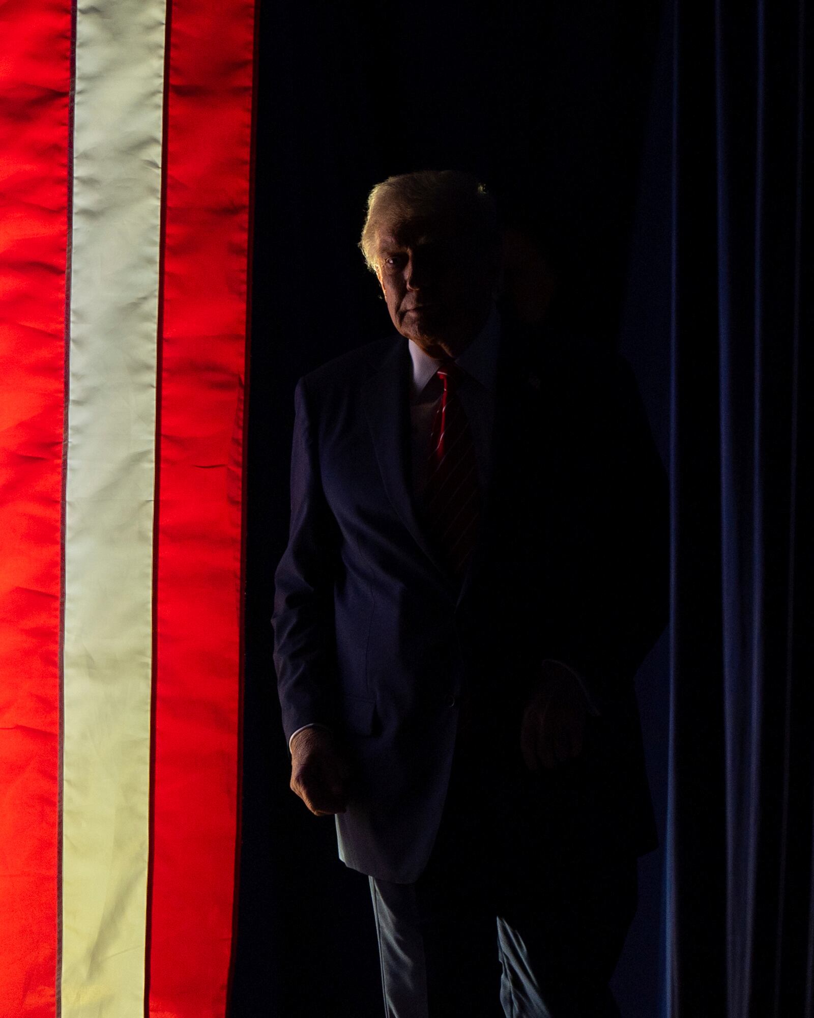 Republican presidential nominee former President Donald Trump arrives to speak at a campaign rally at Rocky Mount Event Center, Wednesday, Oct. 30, 2024, in Rocky Mount, N.C. (AP Photo/Julia Demaree Nikhinson)