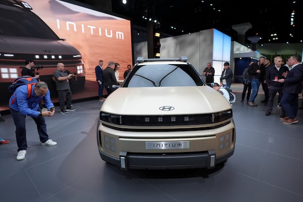 The Hyundai Initium concept vehicle is displayed at the AutoMobility LA Auto Show,Thursday, Nov. 21, 2024, in Los Angeles. (AP Photo/Jae C. Hong)