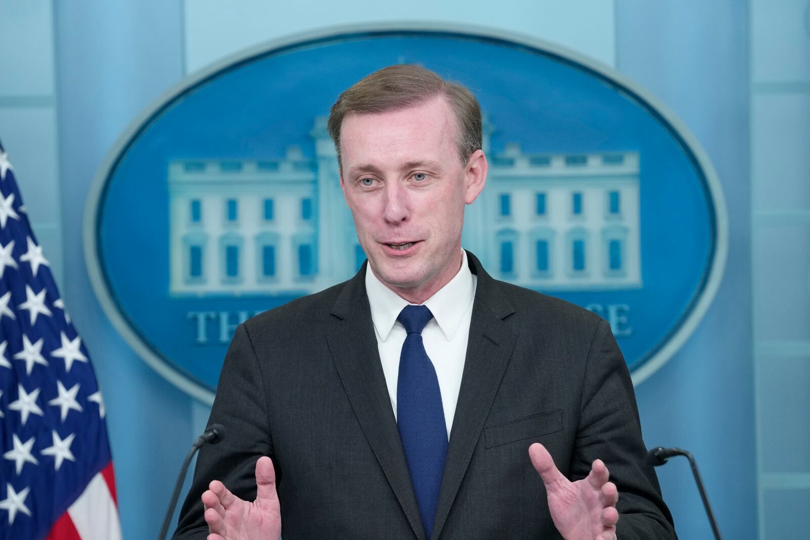 White House national security adviser Jake Sullivan speaks during the daily briefing at the White House in Washington, Wednesday, Nov. 13, 2024. (AP Photo/Susan Walsh)