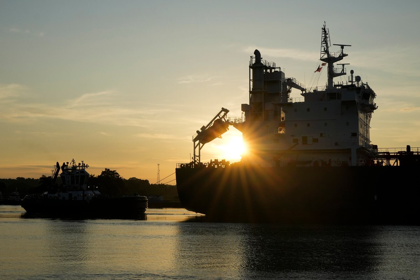 A ship navigates through the Agua Clara Locks of the Panama Canal in Colon, Panama, Monday, Sept. 2, 2024. (AP Photo/Matias Delacroix)